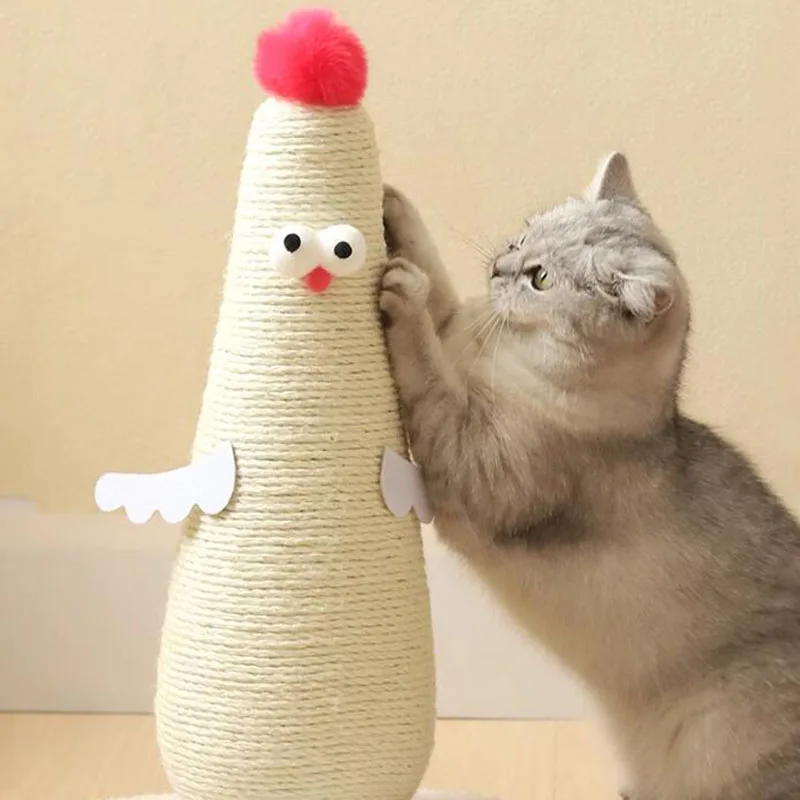 Cartoon funny chicken cat board vertical climbing frame sisal scratching column grinding claw itching integrated cat toy