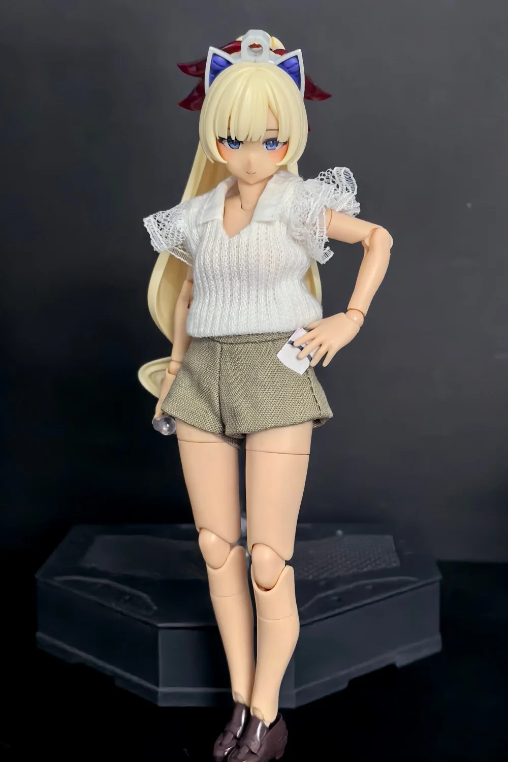 【Clothing Only】Handmade 1/12 Summer Casual V-neck Small Fly Sleeve Shirt Khaki Shorts Set For 6inchs BD Action Figures Body