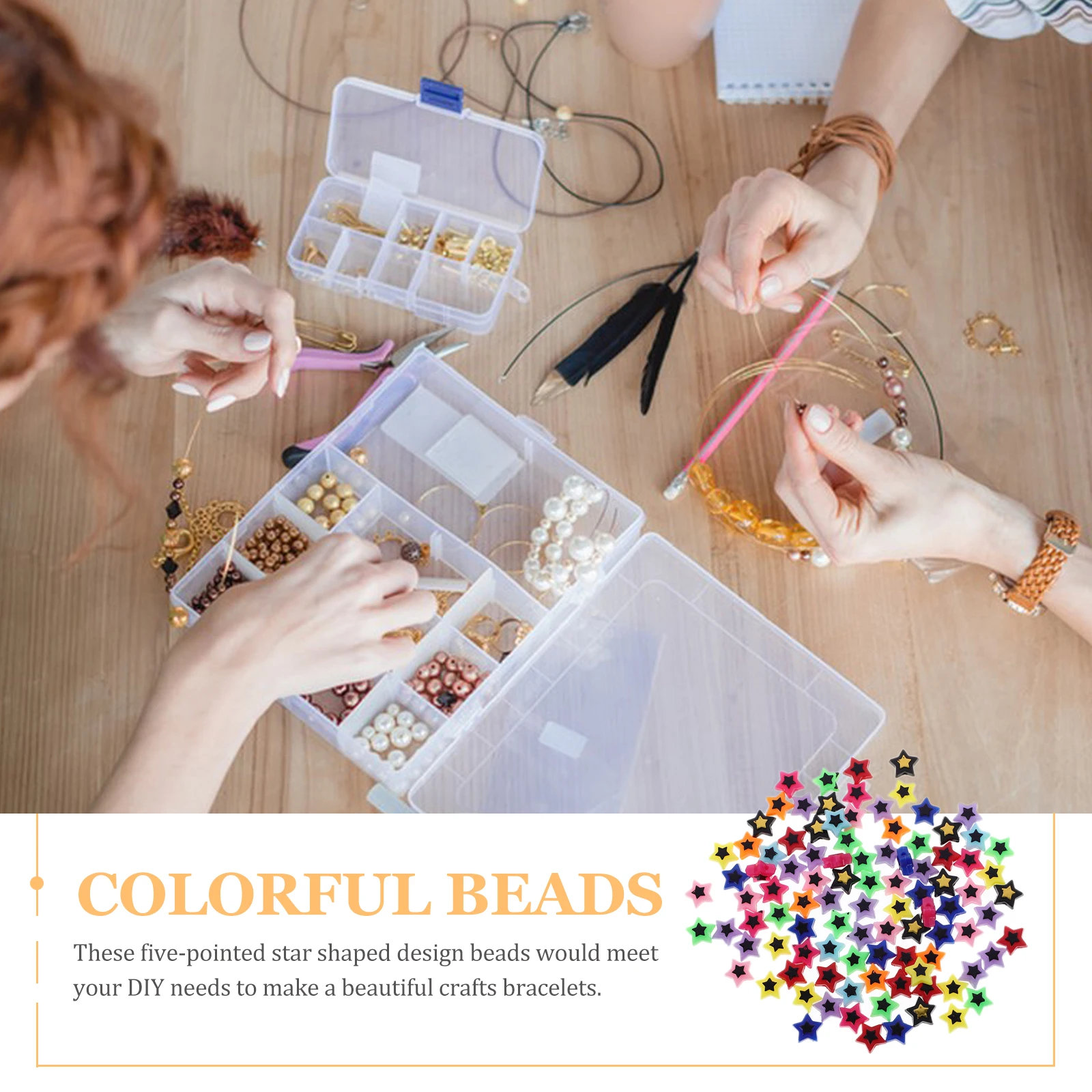 

300pcs Star Shaped Beads 5Mm Diy Jewelry Making Bracelet Necklace Craft Charms Colorful Glimmer Durable Smooth Surface For