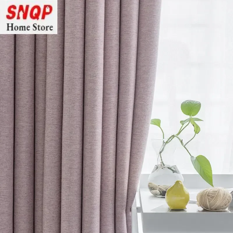 

Linen Blackout Curtains for Living Room Bedroom Modern Minimalist Luxury Curtains Solid Color Thickened Custom Made Drapes