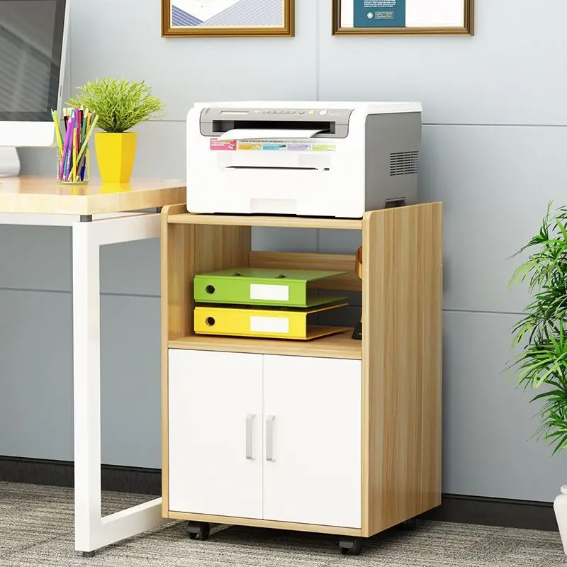 Floor-to-ceiling solid wood removable office rack printer rack file cabinet multi-layer
