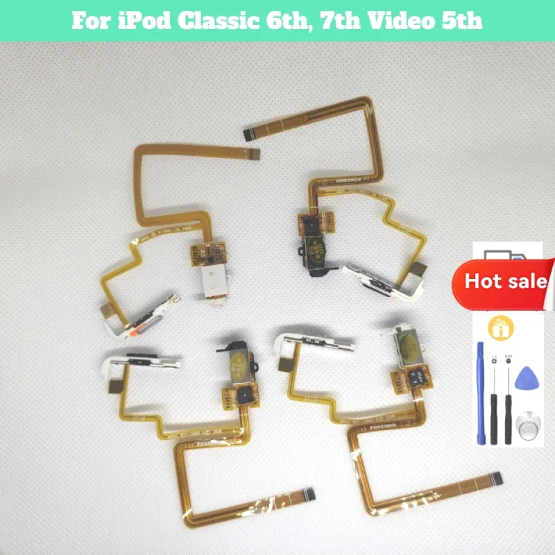 Headphone Jack Audio Flex Cable for iPod Classic 7th Gen 160GB,6th Gen 80GB/120GB,5th/video Gen 30GB - White & Black - Thin