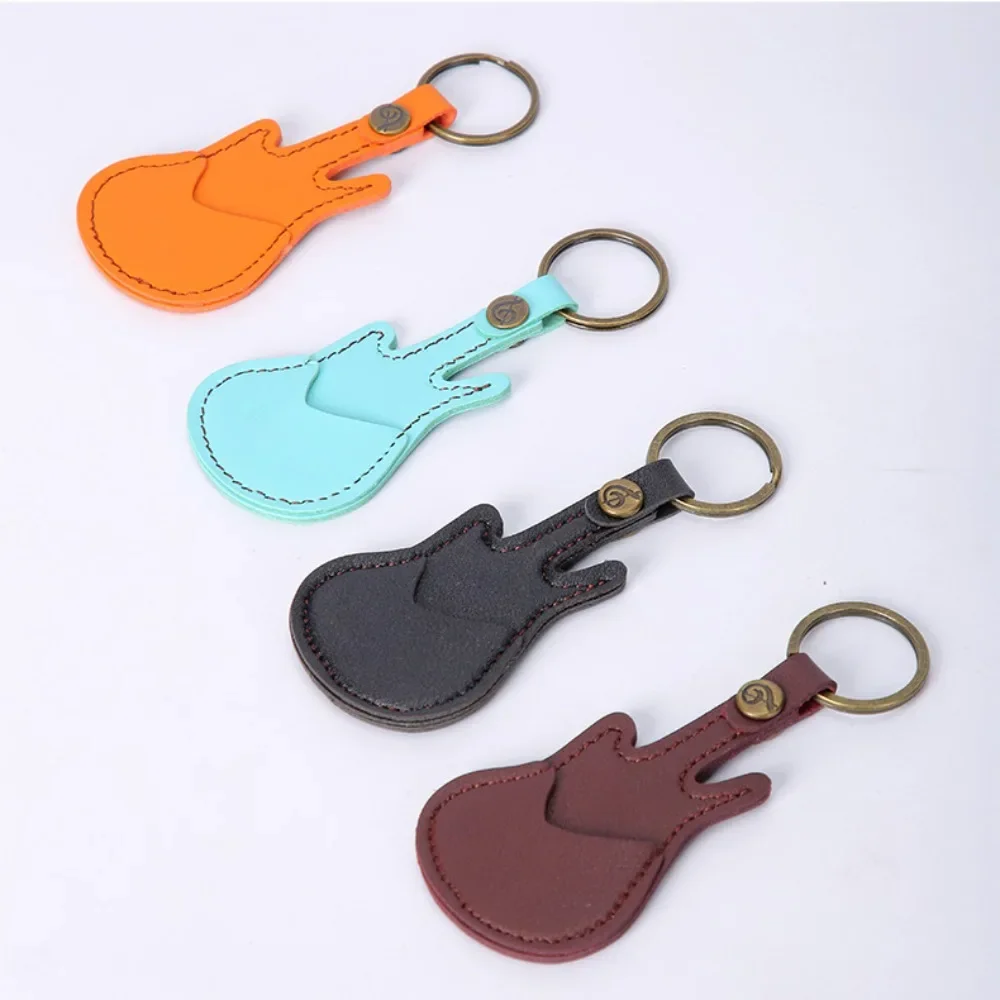 Guitar Picks PU Leather Guitar Picks Storage Bags Organizer Portable Multifunctional Key Chain Holder for Guitar Accessories 1pc