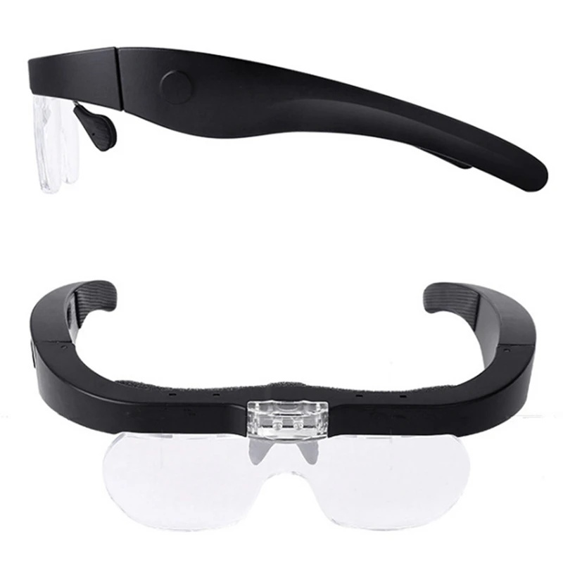 Head-Mounted Spectacle Magnifier With Detachable Lenses 1.5X, 2.5X, 3.5X, 5X, Suitable For Close Reading
