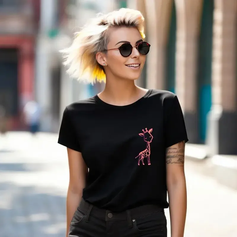 Giraffe T Shirt Innocent Cute Funny Animal Cartoon Idea