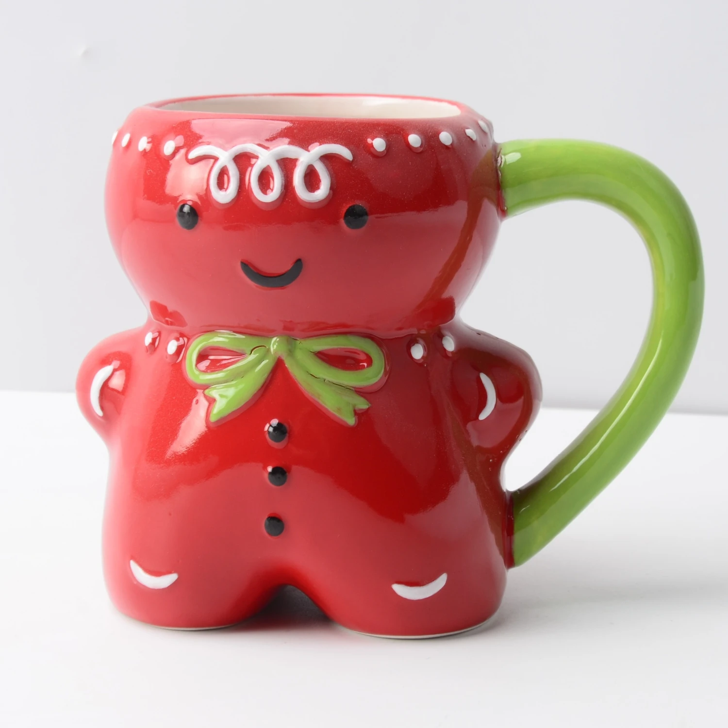 

1pc, Red Gingerbread Man Coffee Mug, Ceramic Coffee Cups, Cute Kawaii Water Cups, Summer Winter Drinkware, Birthday Gifts, Holid