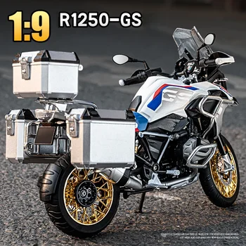 New 1:9 BMW R1250 GS ADV Alloy Die Cast Motorcycle Model Toy Vehicle Collection Sound and Light Off Road Autocycle Toy Car
