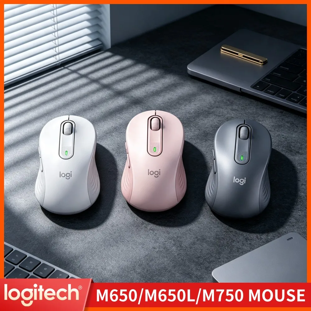 Logitech M650/M650L Signature Mouse Wireless High Precision Tracking Dual Connectivity Noise Suppressed Click Desktop Laptop