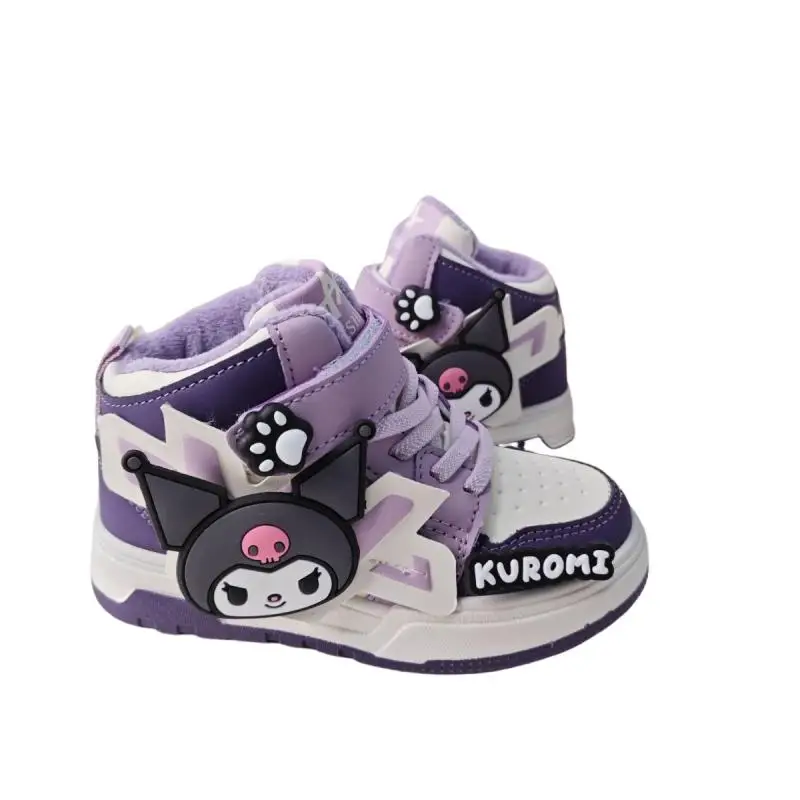 Sanrios Girl New Shoe Child Sneakers Kuromi Anime Figure Anti-Slip Leisure Fashion Keep Warm Kawaii Cartoon Cotton Shoes Velvet