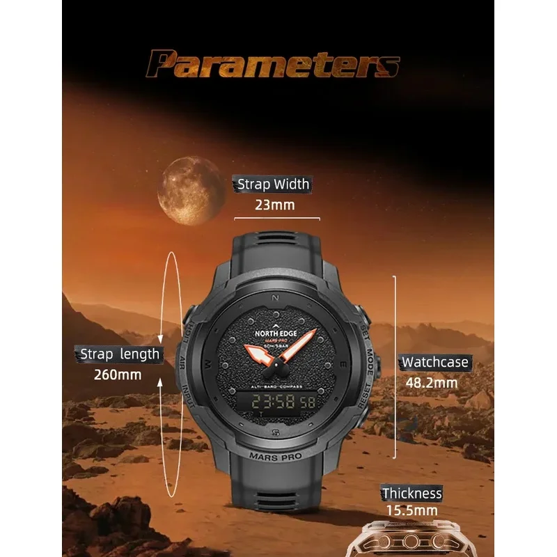 NORTH EDGE 2026 New Sports Watch High Pressure Waterproof Electronic Men's multifunctional luminous calendar waterproof watch