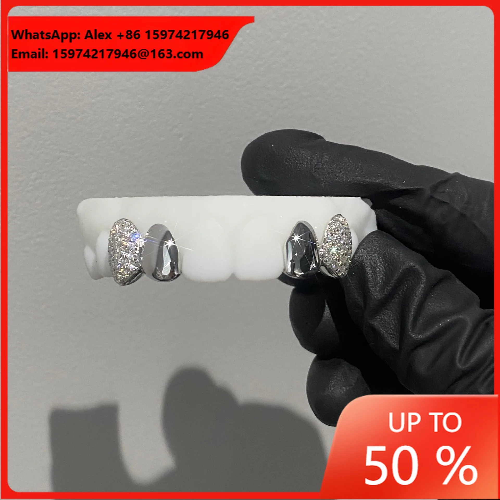 2 Glossy 2 Honeycomb Grill Top 4 European And American Cross-border Hot-selling Grillz