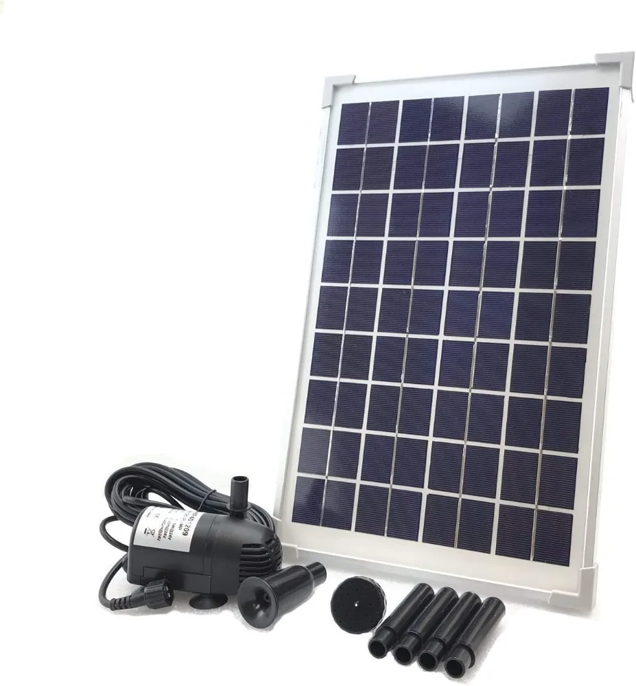 10W Solar Water Pump KIT: DC Brushless Submersible Water Pump 186 GpH with 18V 10W Solar Panel for Solar Fountain, Fish Pond