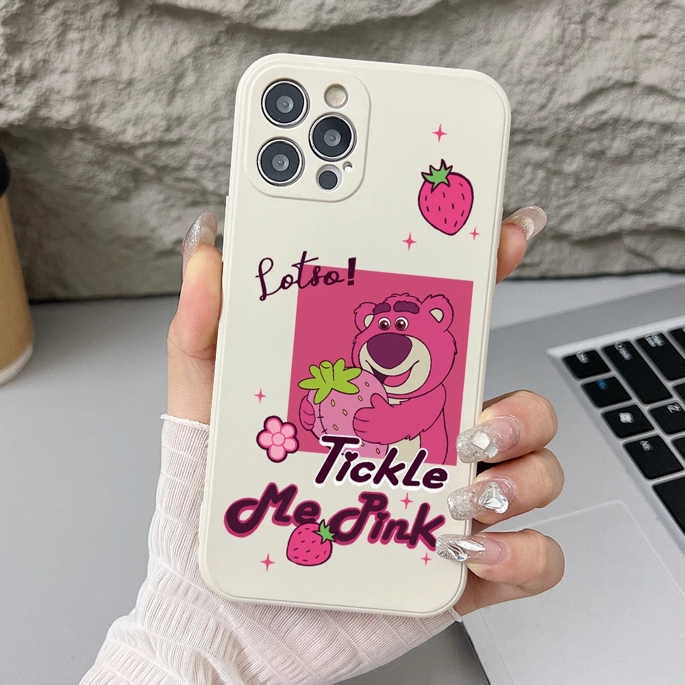 New Lotso Bear Phone Case for iPhone 16 15 14 Plus 13 12 Mini 11 Pro Max X Xs XR 7 8 Straight Edge Soft Silicone TPU Cover