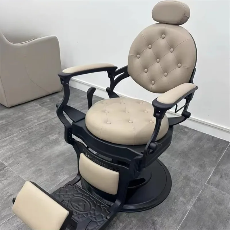 Modern Classic Vintage Salon Luxury Italian Affordable Heavy Duty Hydraulic Gold Black Hairdresser Men's Waiting Chair