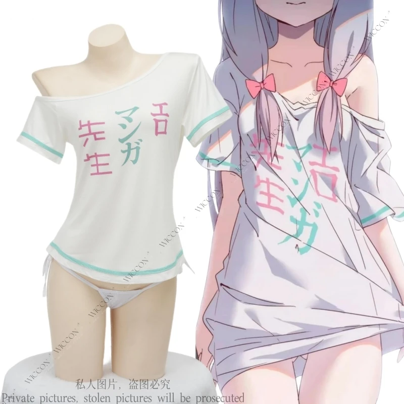 Izumi Sagiri Anime Cosplay Halloween Costume Party Tops Sexy T-shirt Eromanga Sensei Kawaii Comic-Con Daily Outfit Role Play