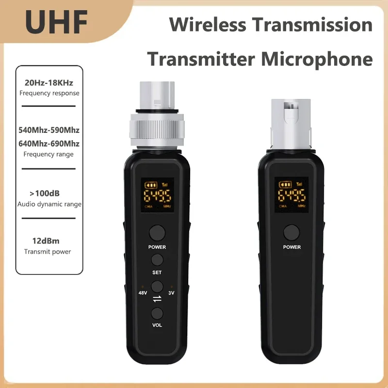 

UHF Wireless Microphone Converter XLR Transmitter and Receiver for Dynamic/Condenser Mic Guitta Receiver Transmission Adapter