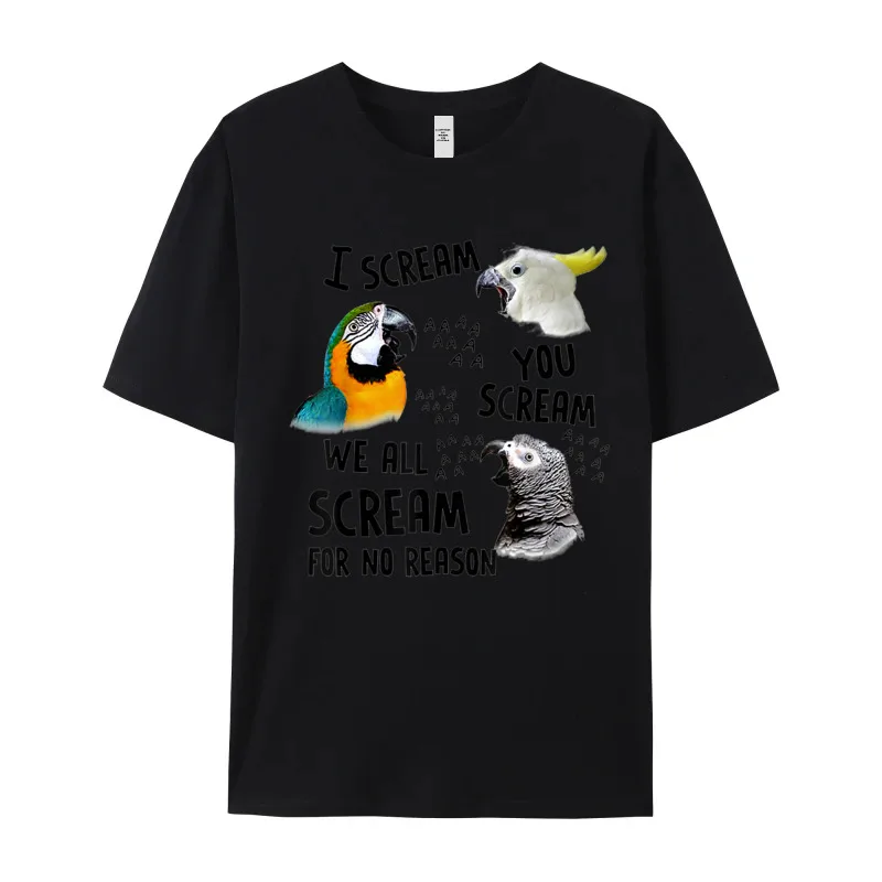 Pure Cotton Mens Short Sleeve I Scream You Scream Funny T-Shirt Print Tees Cute Letter O-Neck T Shirts