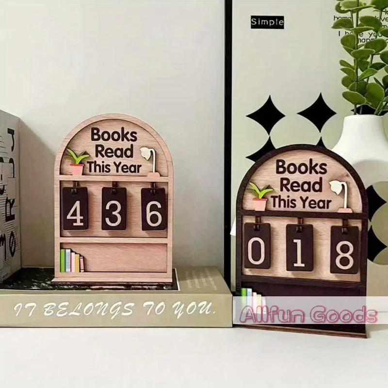 Wooden Book Read This Year Counter Reading Challenge Tracker Bookshelf Club Classroom Decor New Years Gifts For Bookworm Family
