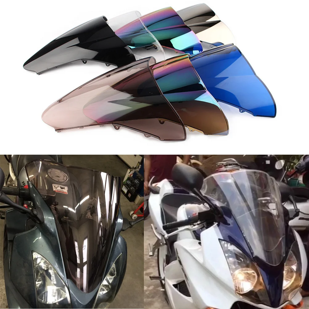 風防ホンダVFR800 vfr 800 2002-2012ダブルバブルウインドスクリーンオートバイアクセサリーフェアリング偏向器