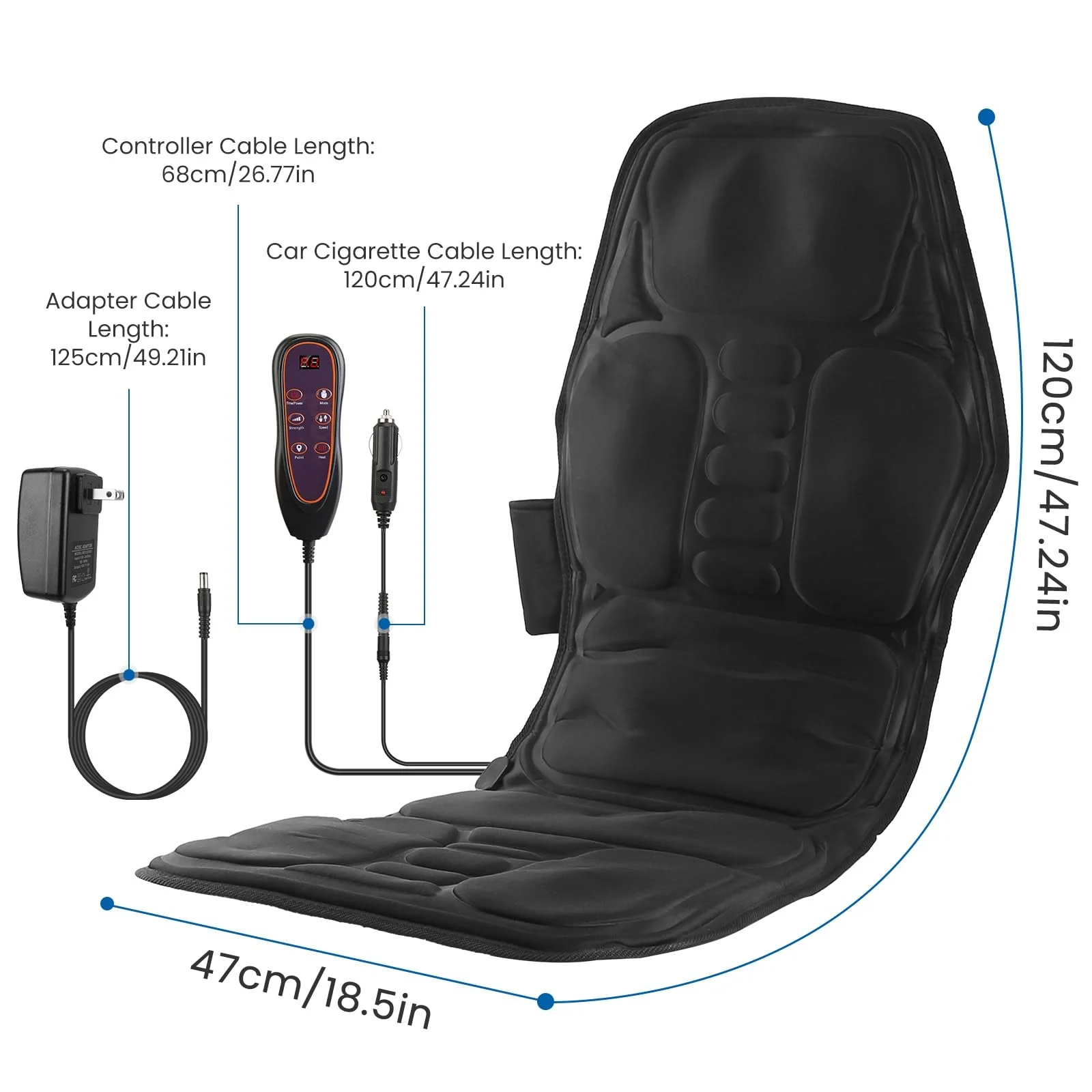 Heating & Vibrating Massage Pad – 9 Modes, 9 Intensities, 3 Heat Settings, Remote Control, Gentle Vibration (No Kneading) – Electric Back Massager for Home Office Chair – for Men Women