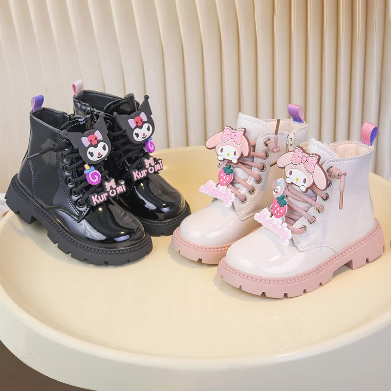 

Сапоги для девочек с милой мелодией Куроми, осень-зима 2022, новые модные детские сапоги принцессы с боковой молнией, детские короткие сапоги