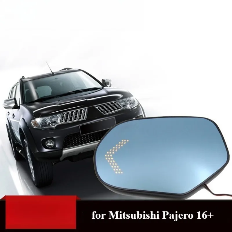 

for Mitsubishi Pajero 16+ Car Rearview Mirror Heating Wide Angle Dynamic Turn Signal Anti-glare HD Blue Mirror Reversing Mirrors