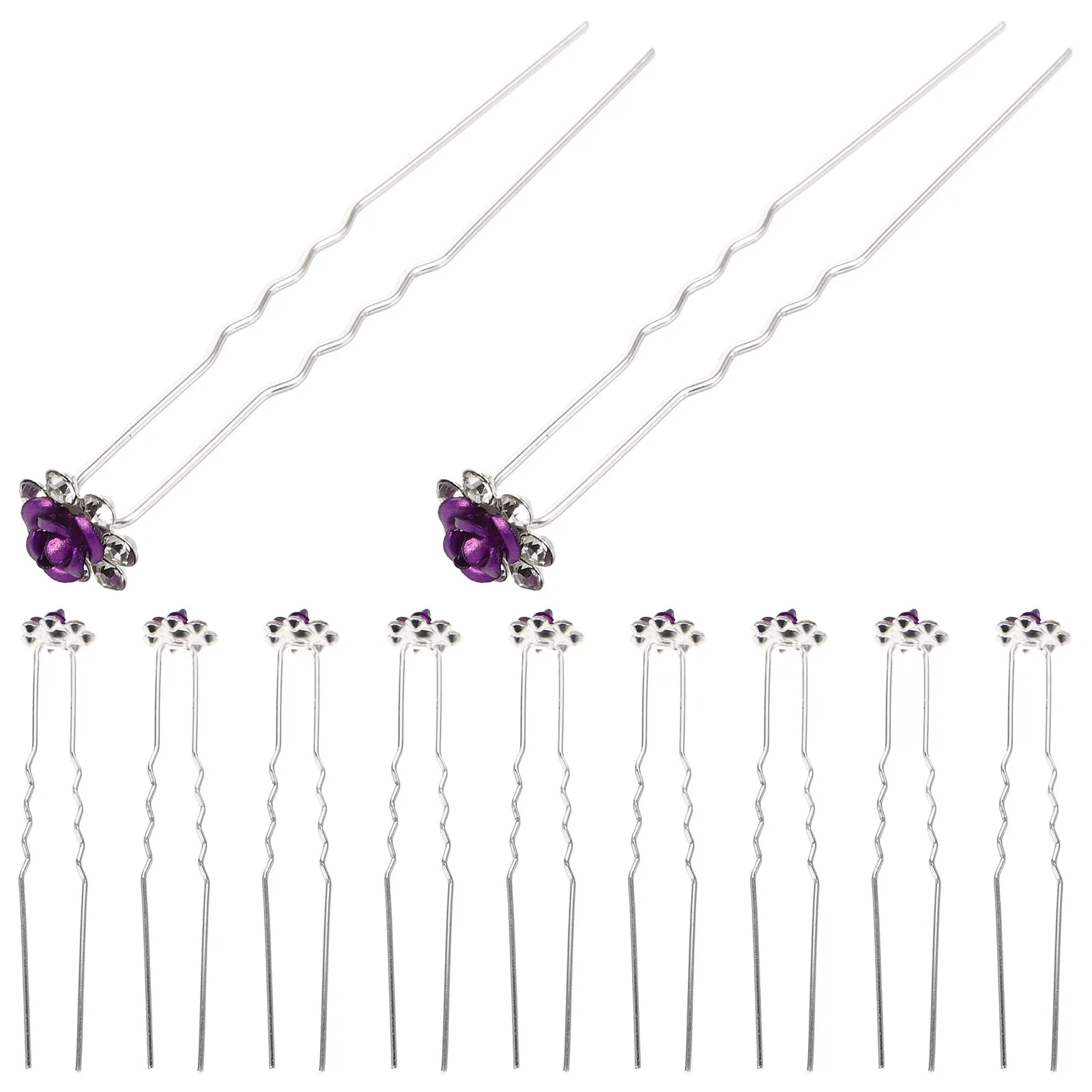 

20Pcs Rose Crystal U Shaped Hairpins Wedding Bridal Hair Clips Hair Accessories Prom Party Rhinestone Hairpins