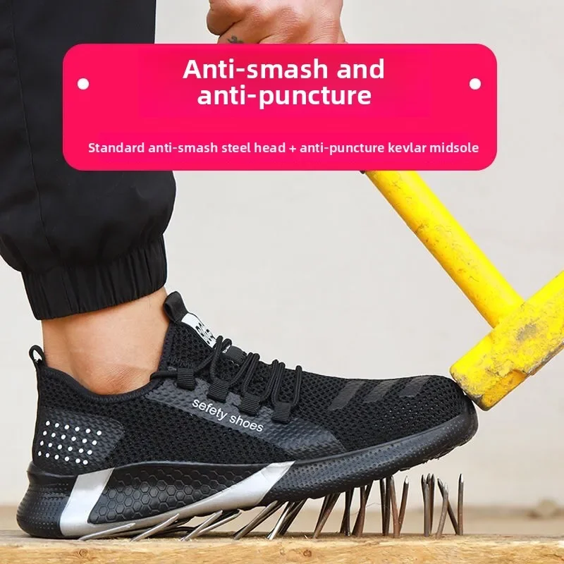 DurableNew Summer Breathable Light Labor Insurance Shoes Steel Bag Head Anti-smashing And Puncture-proof Safety Shoes Work Shoes