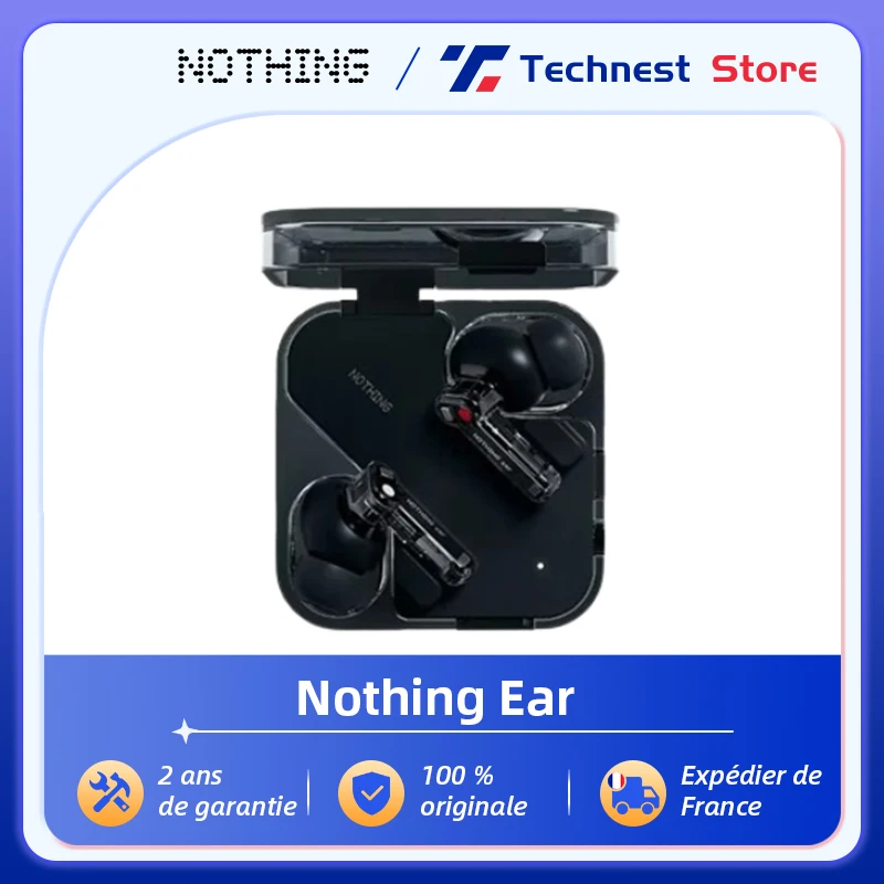 Nothing Ear 45dB Cancelation active du bruit ANC Pilote 11 mm Audio haute résolution 24 bits avec LDAC et LHDC Jusqu'à 40,5 heures d'écoute