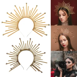 Gold Color Crown Hair Band Cosplay Goddess Headdress Halo Crown Party Halloween Costume Star Headband Mary Halo Goddess Headwear