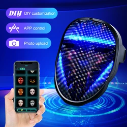 LED Glow Mask With Gesture Sensing RGB Full Color Variable Face DIY Photo Animated Editing Maske Halloween Gift For Party Rave
