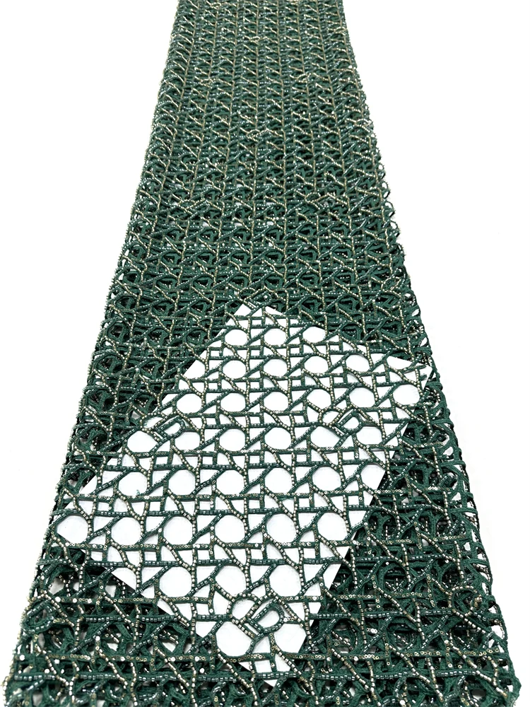 

Luxury African Lace Fabric with Beads 2026 High Quality Lace French Mesh Lace Nigerian Lace Fabric 5yards for Woman Prom Dresses