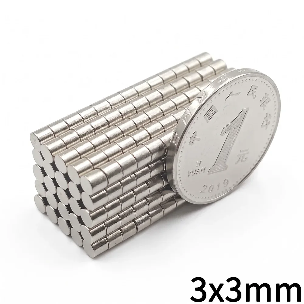 10 to 500PCS 3x3mm Disc Magnet Bulk Small Round Strong Magnetic Powerful Fridge Magnets 3mmX3mm High Quality Neodymium