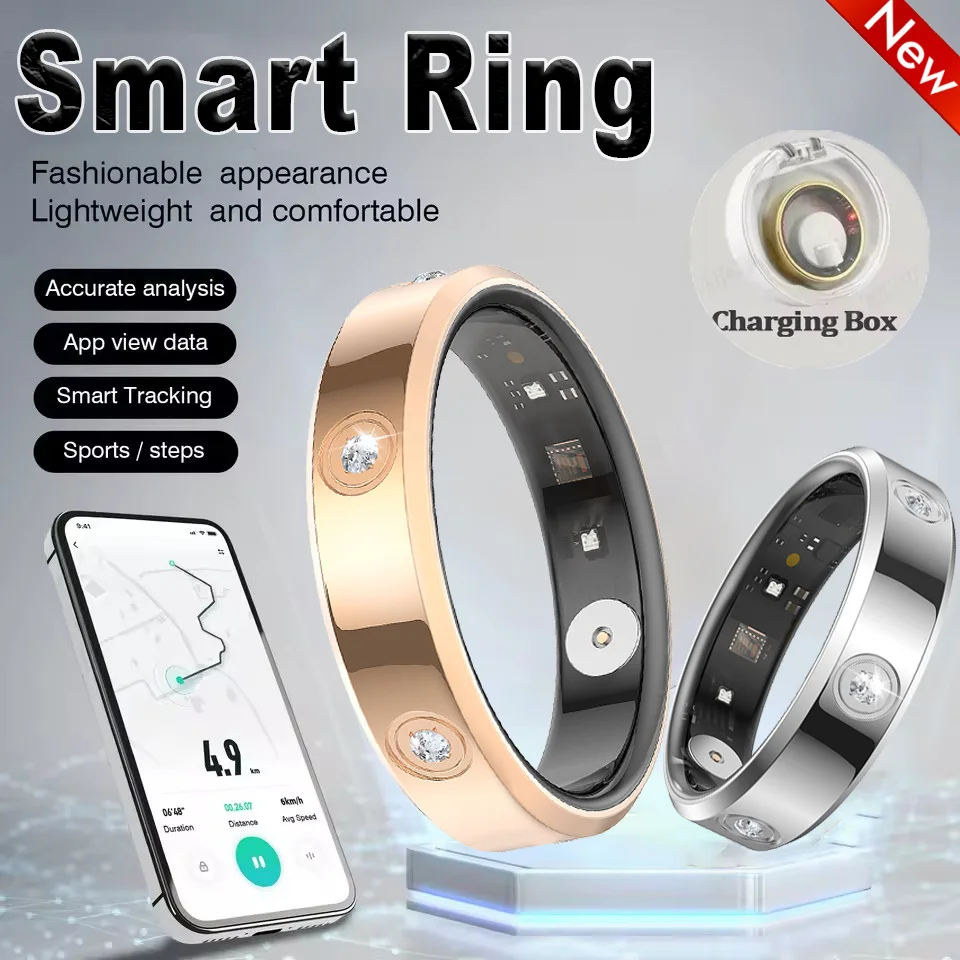 

2025 New Smart Ring Waterproof 5ATM Heart Rate Blood Oxygen Health Sleep Monitoring Multi-Sport Mode Camera control Smartring