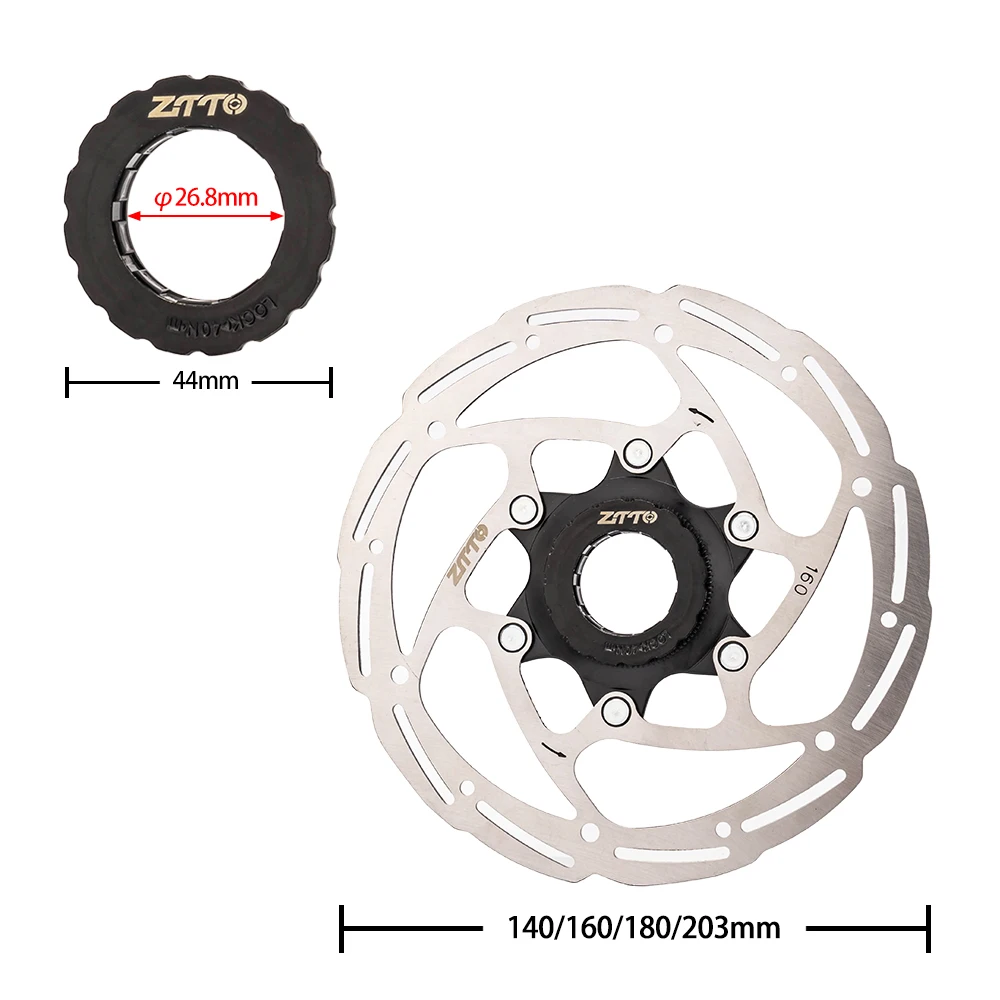 ZTTO Bicycle Brake Rotor Center Lock Hub Mount 140 160 180 203mm Disc High Strength Steel 1.8mm For MTB Road Bike