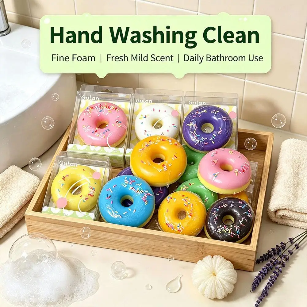 Multi-Color Creative Donut Shaped Handmade Essential Oil Soap for Household Cleaning And Face Washing Children's Fun Soap