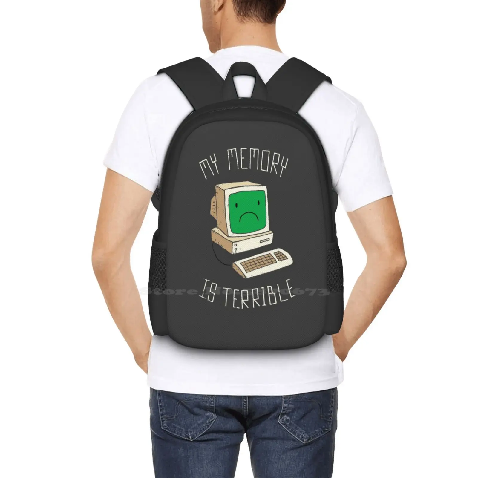 My Memory Is Terrible Fashion Pattern Design Travel Laptop School Backpack Bag Computer Nerdy Geeky Funny Type Joke Dinomike