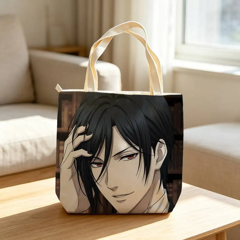 Manga Sebastian Michaelis Black Butler  Storage Bags Waterproof Canvas bags suitable for going to class, shopping, gifts