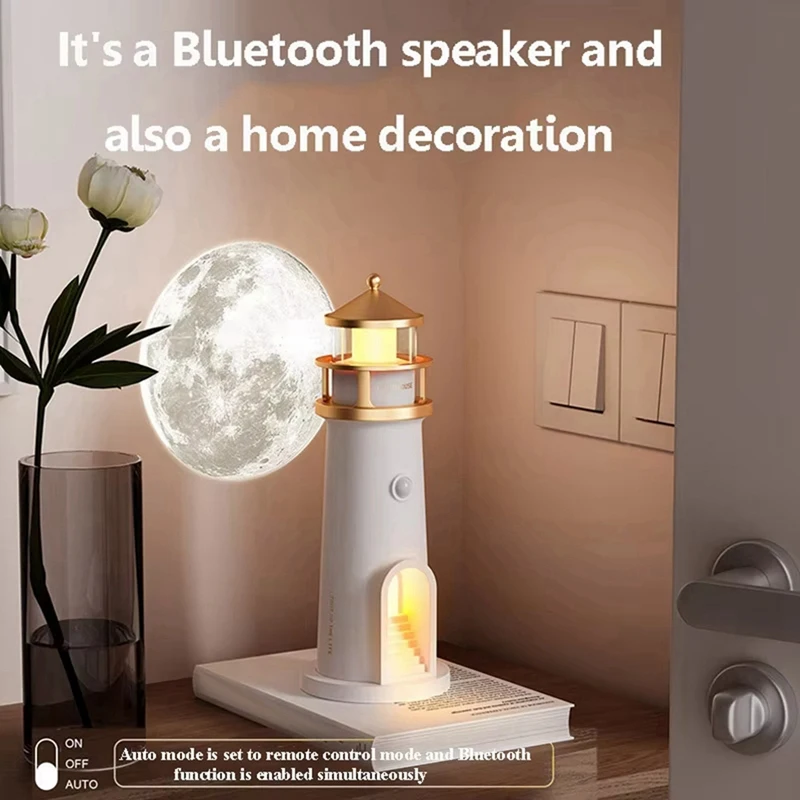 ABRE-Bedroom Bluetooth Speaker Moonlight Projection Light Music Box Brightness Adjustable Night Light MP3 Music Player Gift