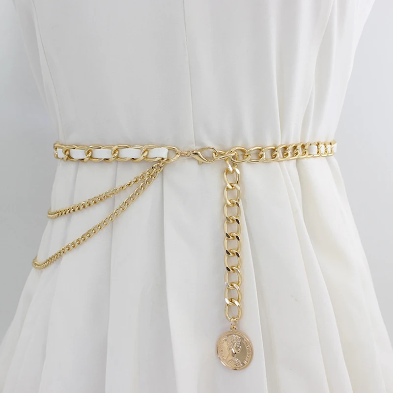 Metal Waist Chain Women Belt Versatile Chain Thin Belt Waist Retraction Accessories Fashion Simplicity