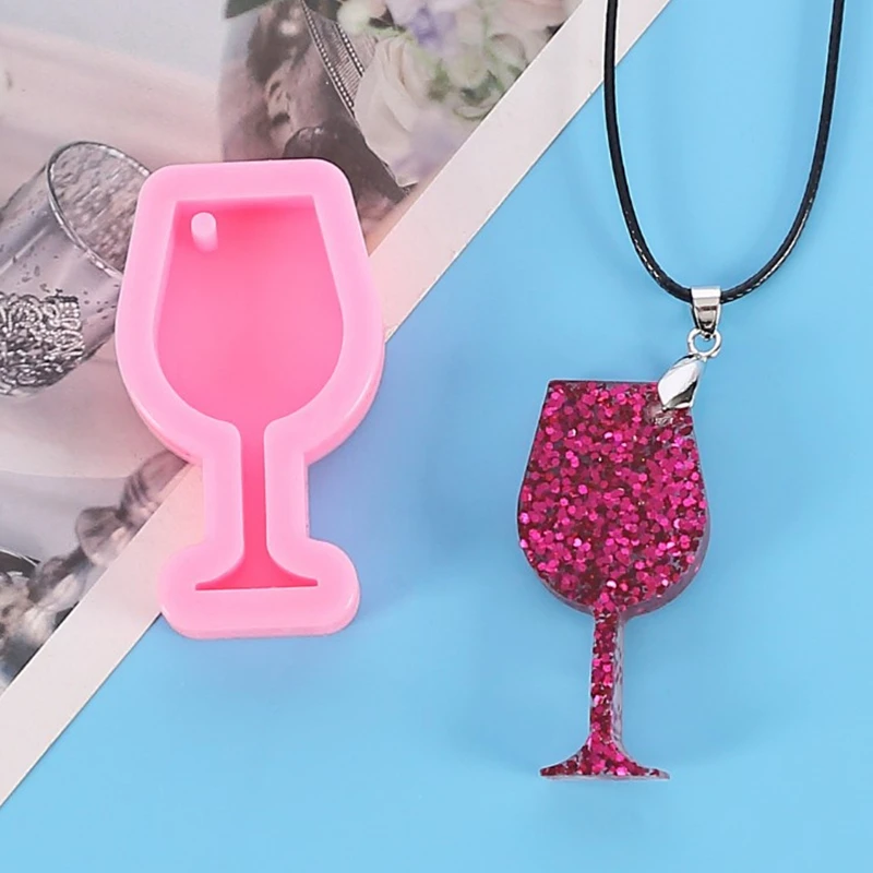 Love Heart Wine Glass Silicone Casting Epoxy Molds For Diy Resin Pendant Keychain Jewelry Tools Mould Uv Epoxy Handmade Craft