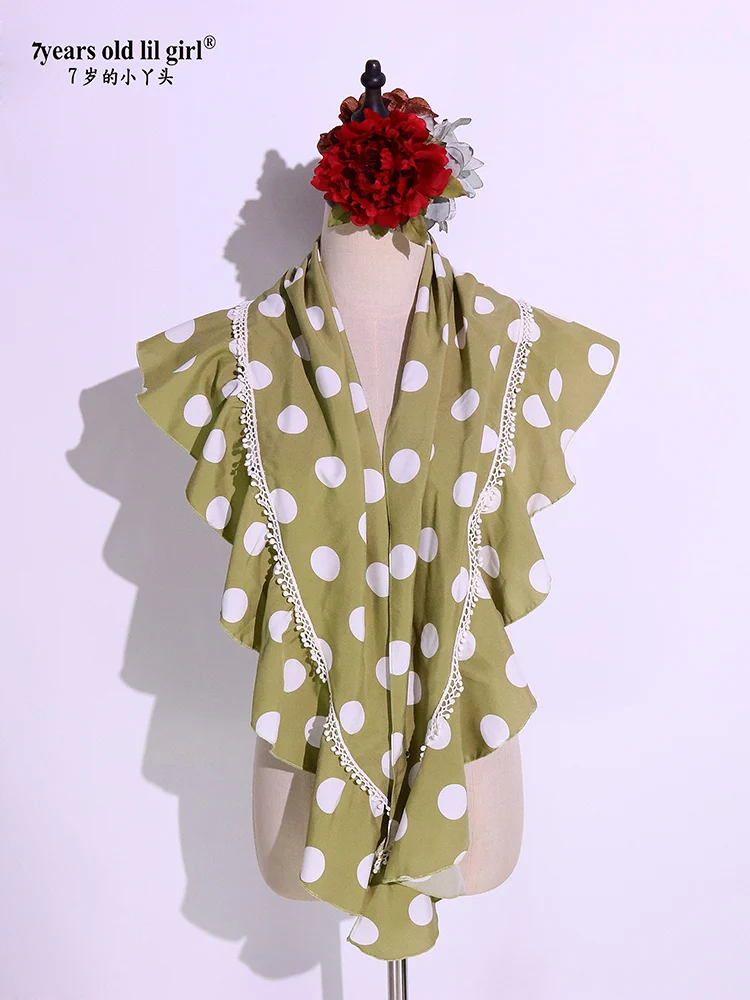 7yearsoldlilgirl Dance Dress Flamenco Boutique Printed Polka Dot Scarf BK409