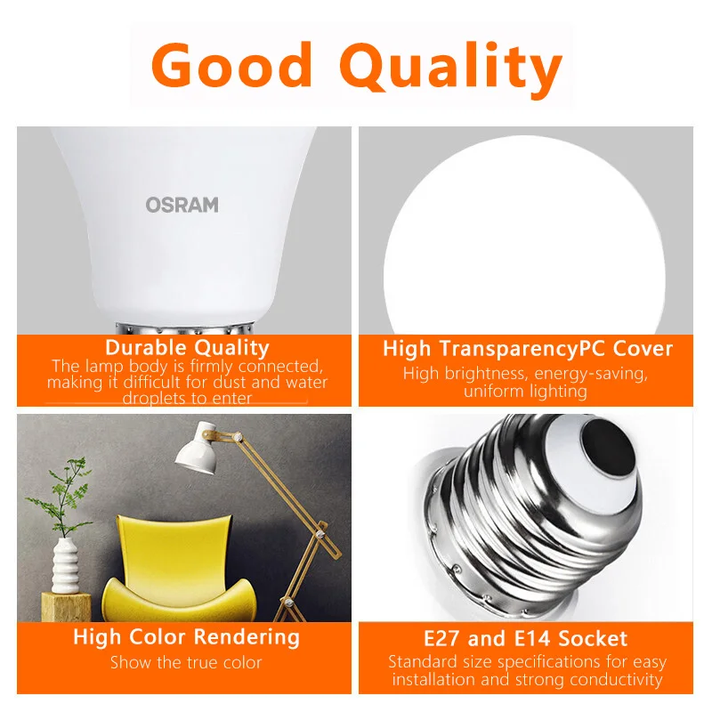 أوسرام LED قيمة الكلاسيكية P لمبة 4.9 واط 827 220 فولت متجمد مصباح E27 قاعدة 2700 كيلو لون أبيض دافئ داخلي منزل غرفة نوم ضوء AC46288