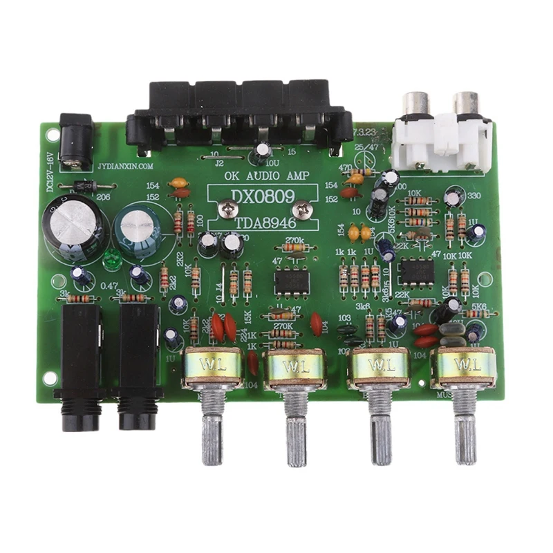 DX0809 Two-Channel Power Amplifier Board 60W Hi-Fi Stereo Audio Power Amplifier Volume Tone Control Board Kit