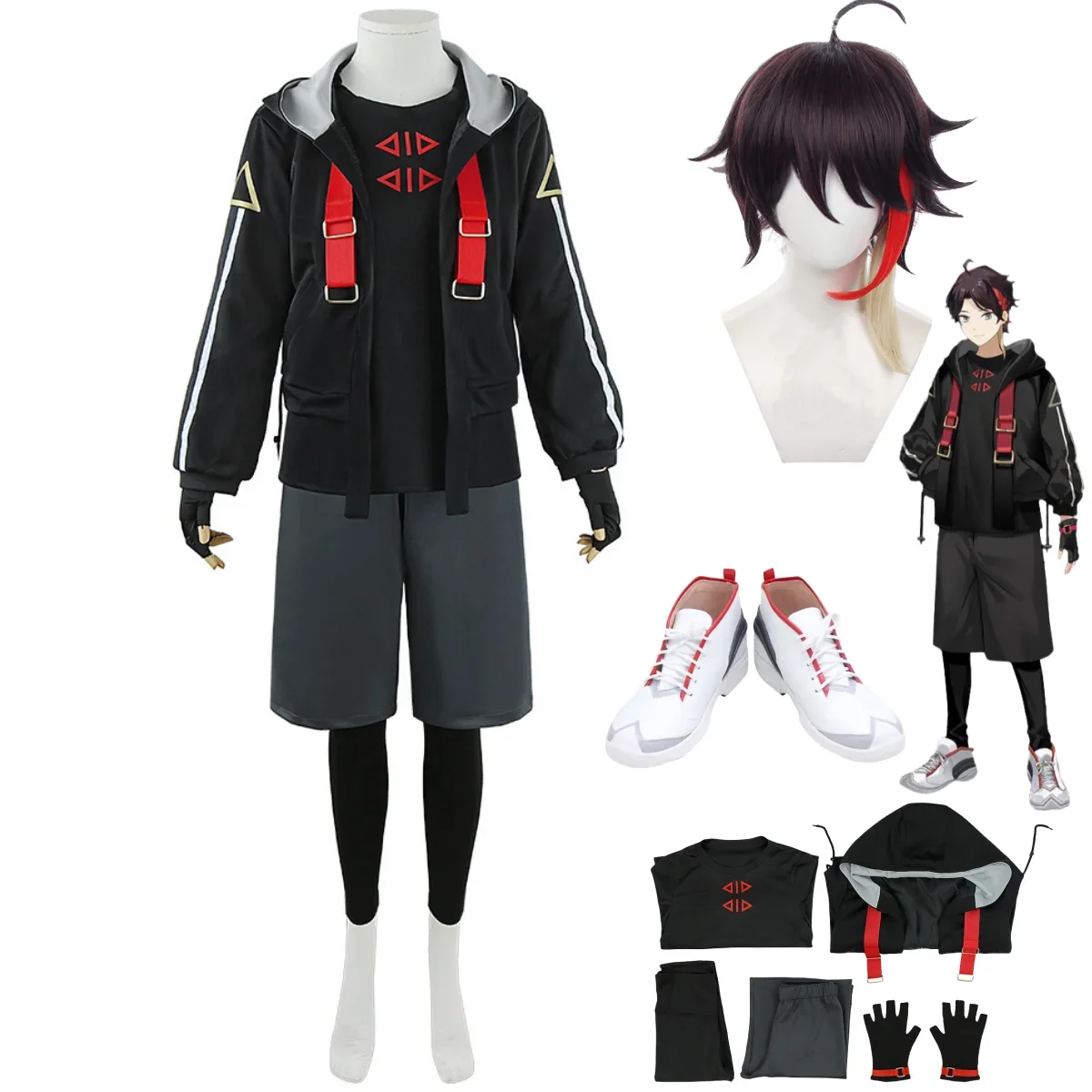 

Anime Virtual Saegusa Akina Cosplay Costume Nijisanji Sportswear Full Set Hoodie Wig Shoes Man Woman Daily Party Suit