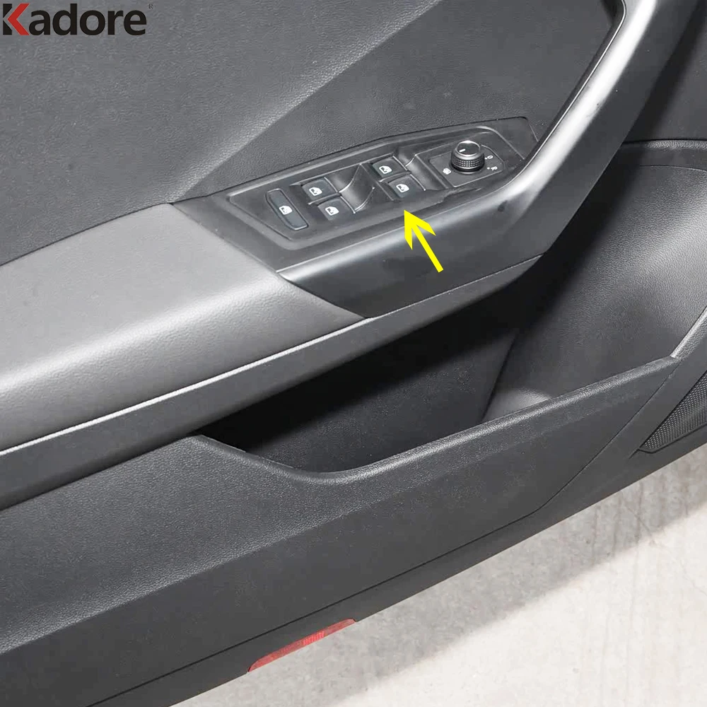 For Volkswagen VW T-Roc TROC 2017-2024 Carbon Fiber Car Interior Door Window Lift Switch Button Panel Cover Trim Accessories
