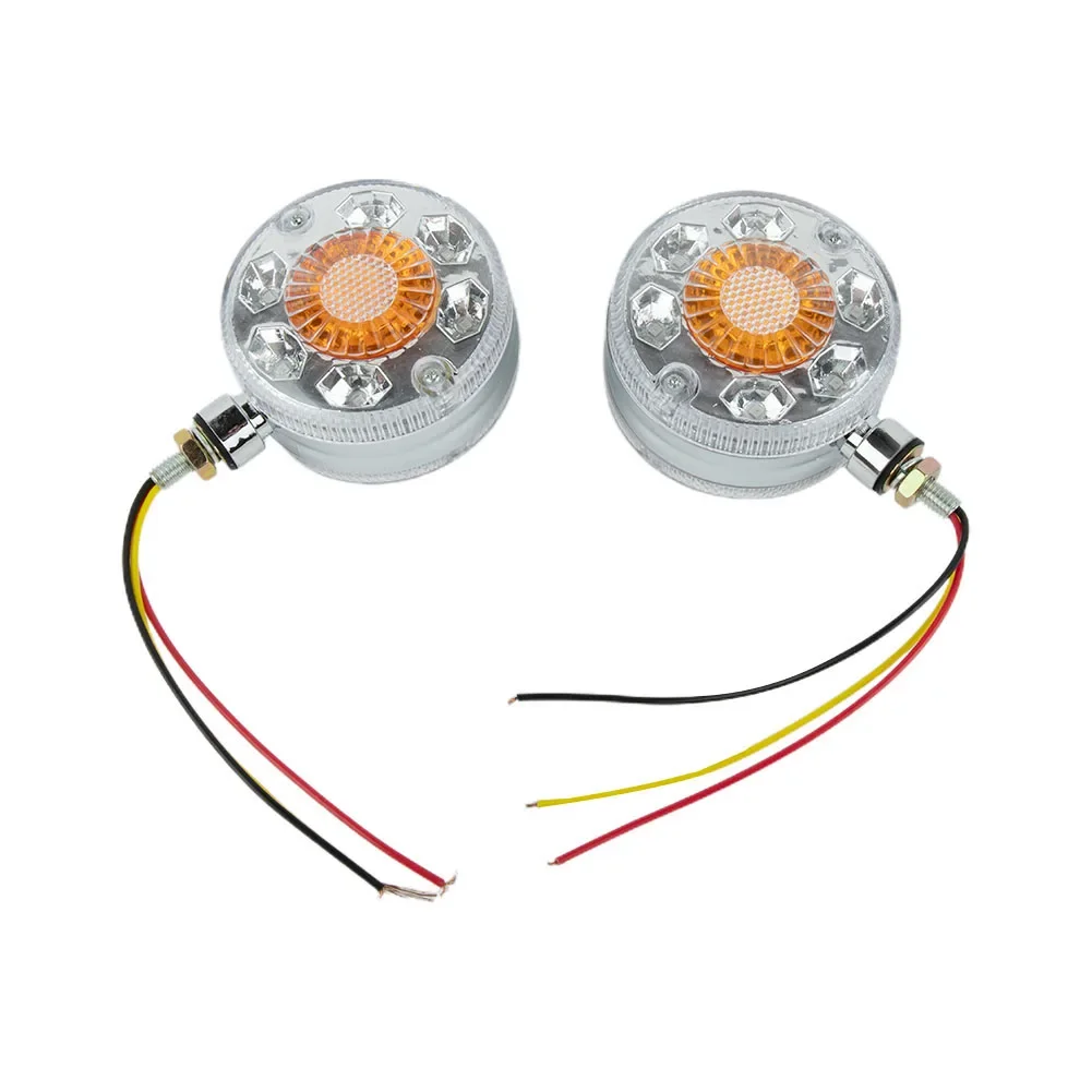 2pcs/set Round LED Pedestal Fender Lights Truck Double Face Turn Signal Brake Lamps 12W Motorcycle Light Replacement