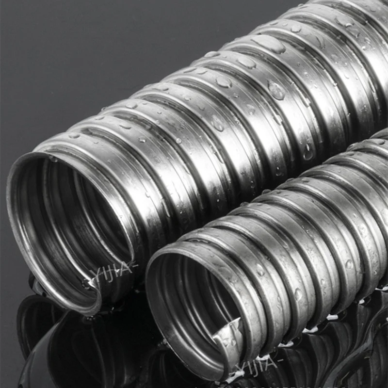 1M 4-13mm 304 Stainless Steel Corrugated Pipe Wire Line Cable Conduit Protect Threaded Hose Rat-proof Pipe Sleeve Home Hardware