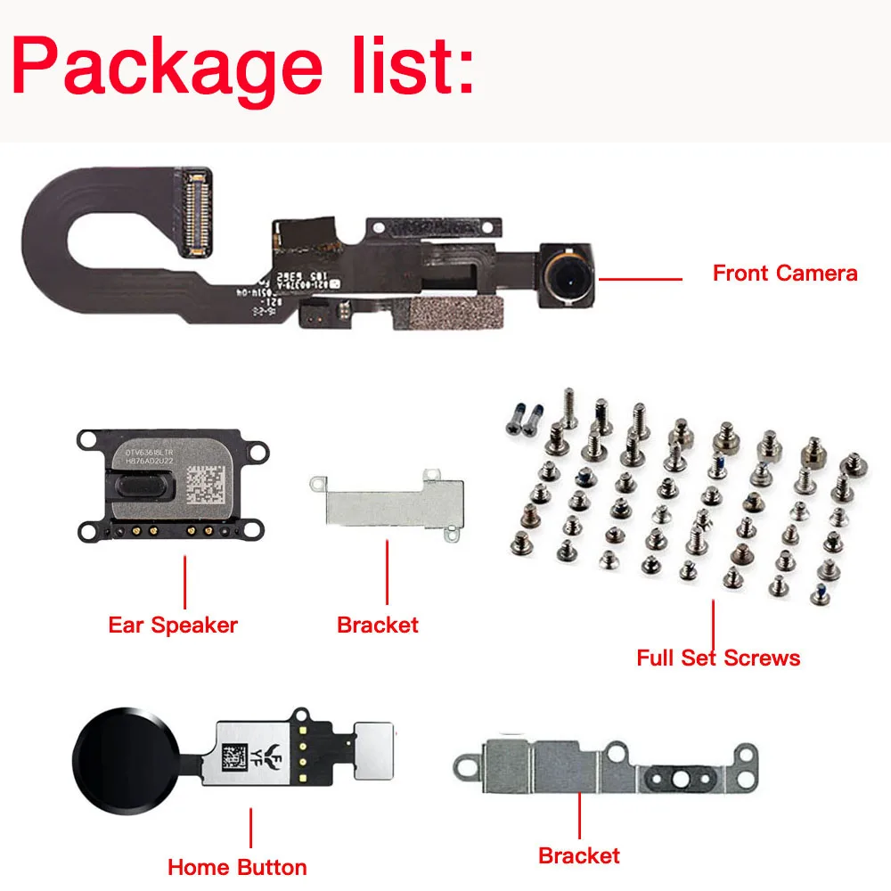 Full Set Screen Lcd Part Replacement For iPhone 7 8 Plus Front Camera Home Button Flex Cable Ear Speaker With All Screw