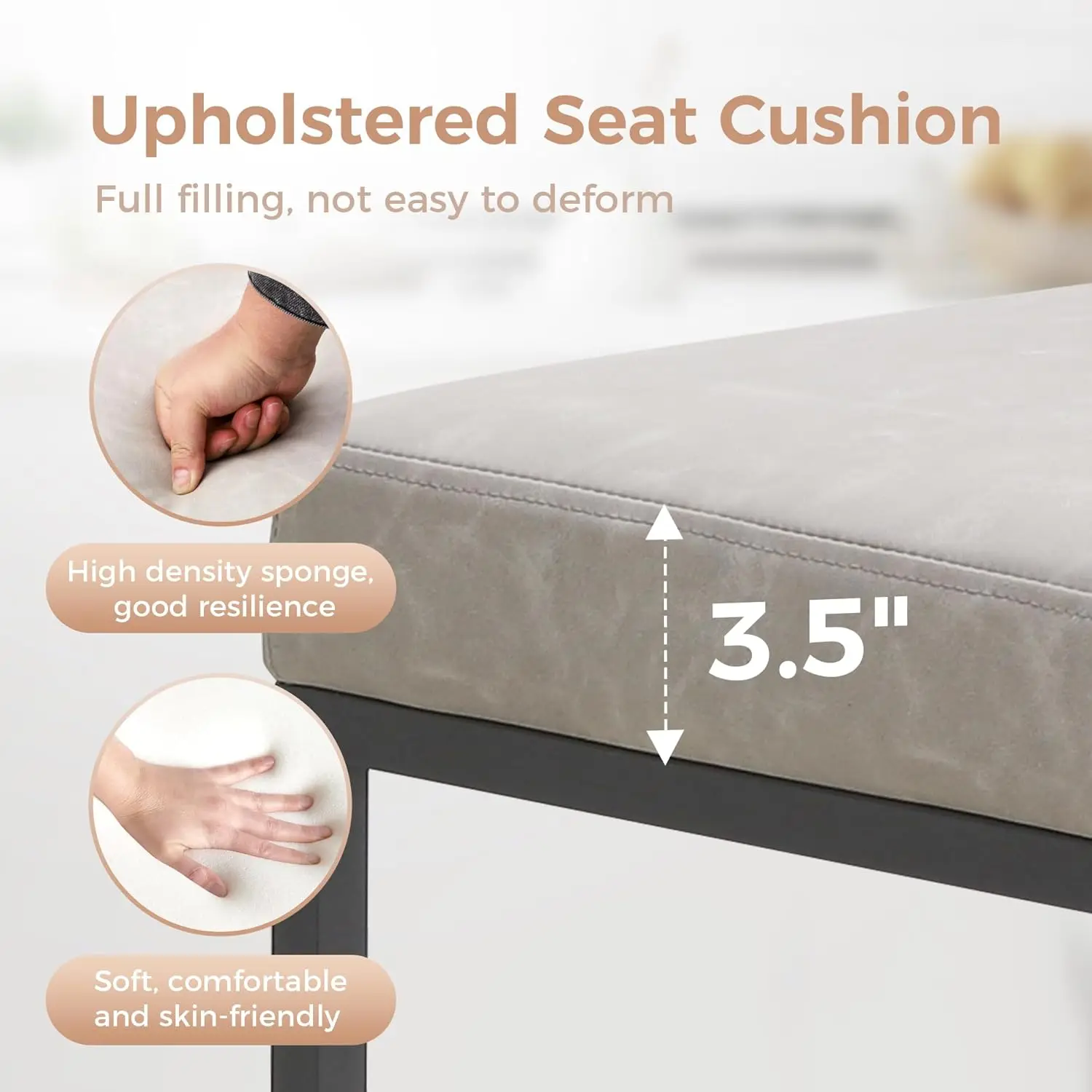 Maison Arts Bar Stools Set Of 4, 24 Inch Counter Height Barstools With Back, Metal Frame, Footrest, Upholstered Faux Leather